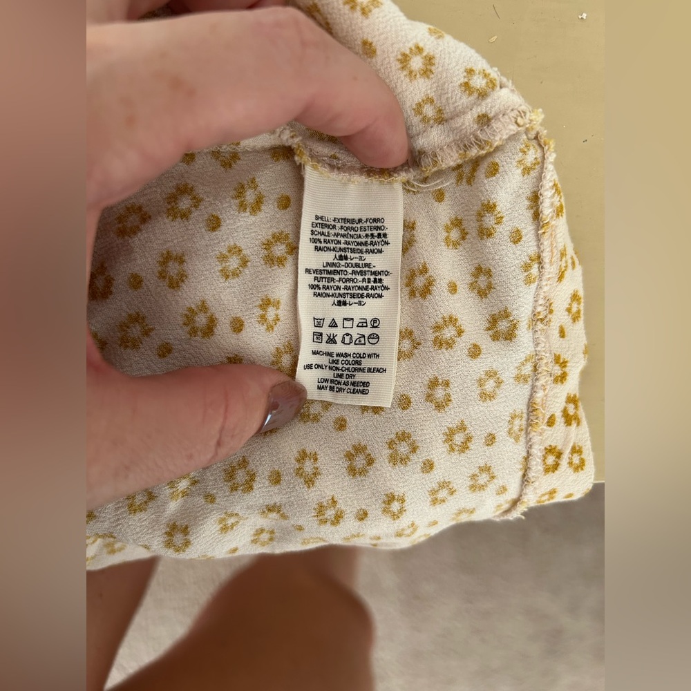 FREE PEOPLE Yellow / Cream Wonderland Floral Printed Mini Dress Small - Picture 5 of 6